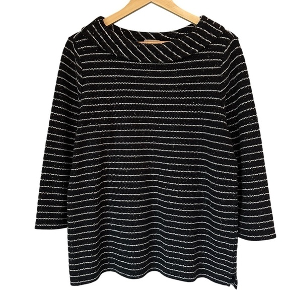 Talbots Nautical Navy with White Stripe Cotton 3/4 Sleeve Top, Medium - Picture 1 of 8